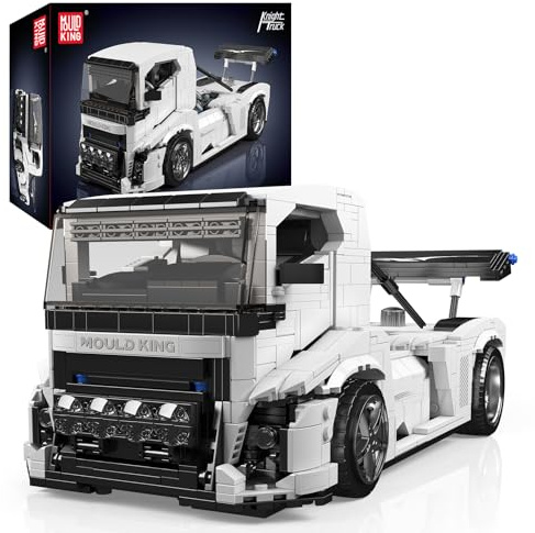 Mould King 10036 Technik Truck Modell, Kreativität Technologie für Anhänger LKW großes Set (1604+ Teile) MOC Klemmbausteine Bausatz Spielzeug für 14+
