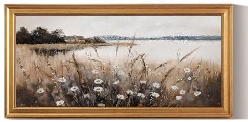 ARPEOTCY Leinwand Bilder mit Rahmen, Große Vintage Wanddeko, 102 x 51cm, Wandbilder Wohnzimmer Schlafzimmer Küche, Bauernhaus Zimmer Deko Aesthetic, Gerahmte Landschaftsbild kunstdrucke Painting