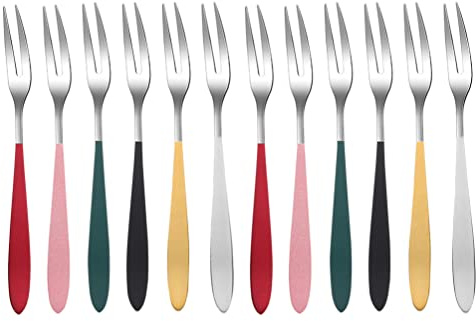 BESTYASH Edelstahl Obstgabeln 12 Stück 5.1 Zoll Kleine Fruchtgabeln Wiederverwendbar Für Kuchen Dessert Snack Party