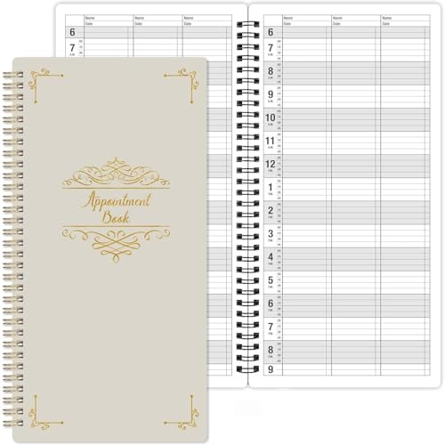 Appointment Book, Daily Planner with 15 Minute Slots | Salon Appointment Book 6AM to 9PM, Salon Undated Journal with Three-Column, Water-proof Cover, Spiral binding