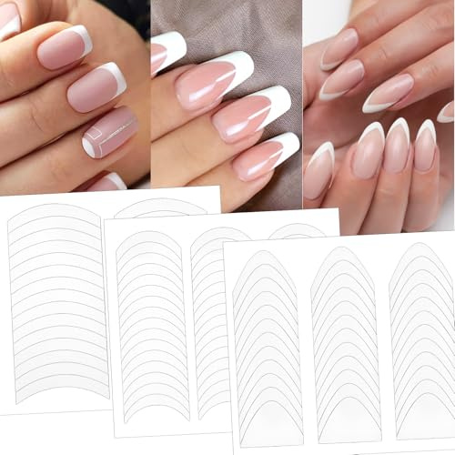 Heclia 36 ark fransk manikyrdekal vit halvmåne nagelstencil nageldekaler nagelklistermärken självhäftande franska nagelklistermärken dekoration självhäftande nagelkonstklistermärken nagelkonst