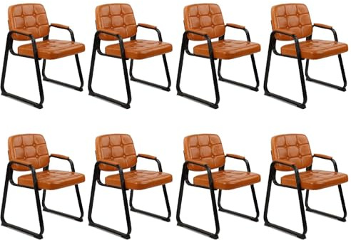 CLATINA Gästestuhl Besucherstuhl | Hochwertiger Wartezimmerstuhl mit Kunstleder-Komfortkissen & verdickten gepolsterten Armlehnen | Fester Bürostuhl für Home Office & Besprechungsraum, Orange, 8er Set