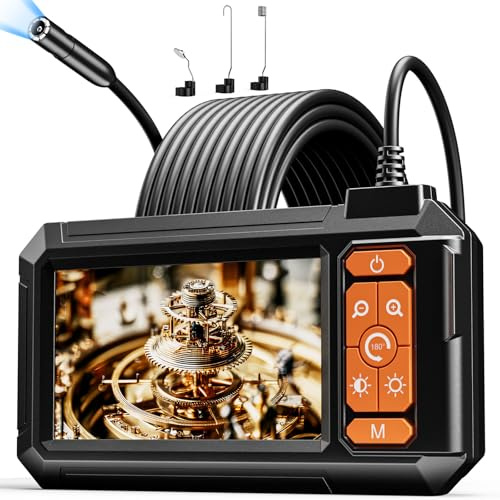 Telecamera endoscopica con luce, periscopio con 4,3 pollici IPS 1920P HD ispezione Kamera IP67 impermeabile con 8 LED regolabili 16,5 m cavo semirigido boroscopi per tubo di scarico fognario gadget