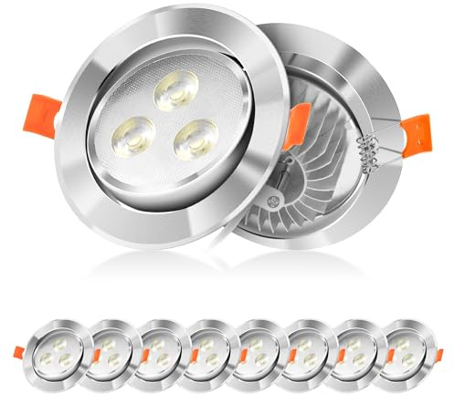 KLGFI LED Einbaustrahler 230V, 10er Set 3W Kaltweiß 65-75mm Lochmass