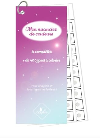 JC GRAPHIC Nuancier à colorier Recto/Verso - Avec trou de 4mm - Crayons et tous types de feutres avec 432 zones à colorier (Bleu/Rose, Avec trous pré-percés)