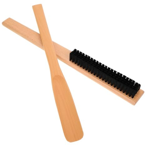 GALPADA Clothes Brush and Shoe Horn Set Long Handle Brush for Clothes and Suits Wooden Shoe Horn Tool for Hotel Rooms Guest Rooms Travel Care 2 Pcs