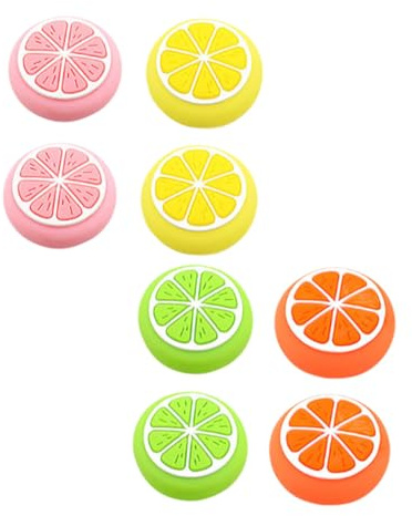 KICHOUSE 8 Piezas Tapas Joystick Repuesto Silicona Antideslizante con Diseño Limón Fruta para Agarre Pulgar y Palanca Analógica Compatibles con Mando Gaming Fácil Instalación