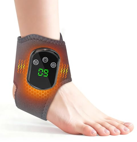 Gkstly Beheizte Fußmassagegeräte Kabelloses Fußmassagegerät Elektrisch mit 5 Wärmestufen und 3 Vibrationsstufen Zeitlich Abgestimmt Wiederaufladbares Heizkissen für Fuß, Knöchel, Wade