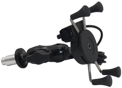Motorrad Handyhalterung mit Jedes Motorrad Mit 14 Mm - 23 Mm Gabelbrücke Gabelbrücke Mittelloch Ladegerät Motorradgabel S-Mount GPS-Navigationshalterung(With USB Charger)