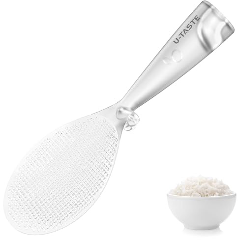 U-Taste Standing Rice Paddle: 165°C Heat Resistant Food Grade TPX Rice Spoon, Non-Stick Lightweight Kitchen Scooper for Cooking Serving Mixing Scooping Salads, Sushi, Pasta (Transparent)