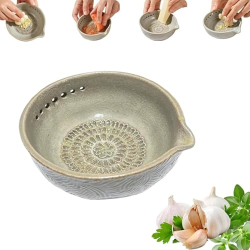 Râpe À Ail Et Bol À Herbes Aromatiques Faits Main, Bol À Herbes Aromatiques Et Râpe À Ail En Céramique, Pour Le Gingembre Frais Et Les Feuilles D'herbes Aromatiques (1pcs)
