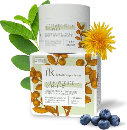 Stoffwechsel+ Komplex – 60 Kapseln für 60 Tage | Mit Zink & Vitamin C | Bitterstoffe | Löwenzahn, Fenchelsamen, Chicorée & Co. | Tabletten zur Unterstützung beim Abnehmen | Ohne Zusätze