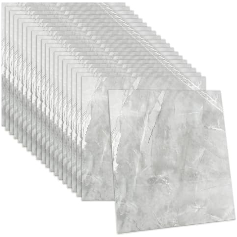 VZU 20 Stück Fliesenaufkleber Marmor 30x30cm, Selbstklebende Klebefliesen Wasserdicht, Grauer Jadestein, Wandfliesen für Küchenrückwand, Bad, Wohnzimmer & Schrank