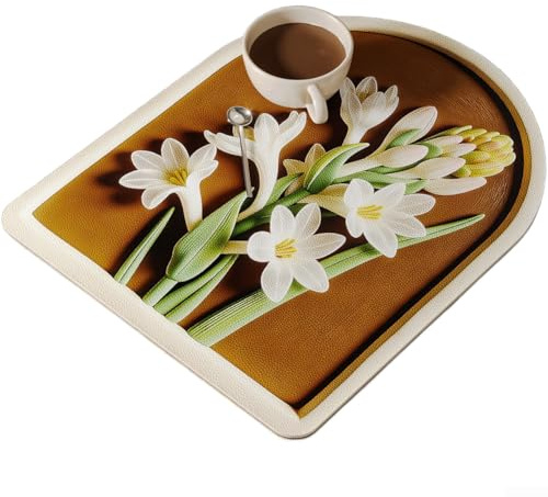 Tappetino scolapiatti in PVC per piano di lavoro della cucina e lavello con base assorbente, antiscivolo e resistenza al calore (A)