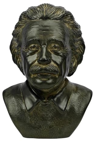 Albert Einstein byststaty – 18 cm forskare skulptur Moldano hårt gips handgjord i Grekland, fysik geni skrivbordsdekor för kontorsbibliotek klassrum