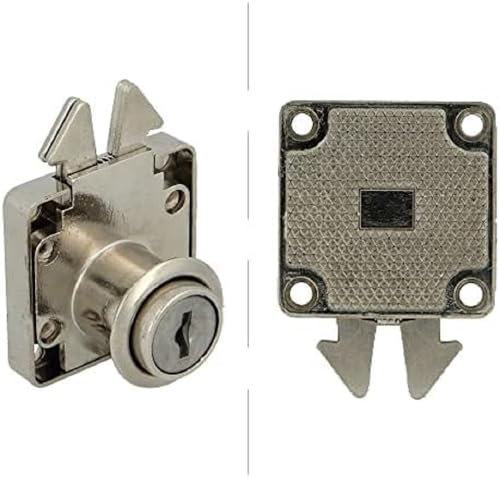 Amig - Lock for Sliding Doors of Furniture and Small Cabinets Mod.2A + 2 Keys Mod.371 - for Home or Office Furniture - Nickel Plated Steel - Safe and Easy to Install