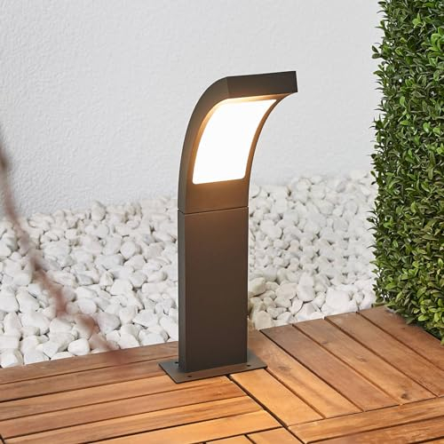 Lucande Paletto Luminoso LED Segnapassi in alluminio, Grigio Antracite Lampioncino da esterno moderno di design Faretto illuminazione aiuole sentieri ingresso e cancello giardino 40 cm IP54