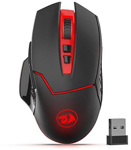 Redragon M690-1 Souris de Jeu sans Fil avec Changement de DPI 2 Boutons latéraux 2400 DPI Design Ergonomique 8 Boutons Noir