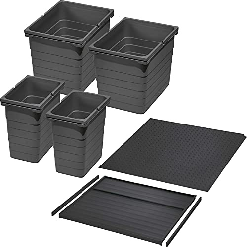 Ninka Système Tri des Déchets eins2vier KB 600 mm, Épaisseur latéral 16 mm Hauteur 310 mm 2x 8L, 2x 17L, 1x 60cm Plaque