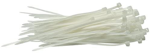 Draper 100 Piece Cable Ties Wraps | 100mm White Zip Ties | Heavy Duty Nylon Cable Wire Management | 70390