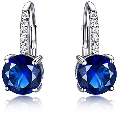 KnSam Boucles d'Oreilles Dormeuses Argent Femme Pendantes Topaze Bleu Ciel/Saphir Fantaisie