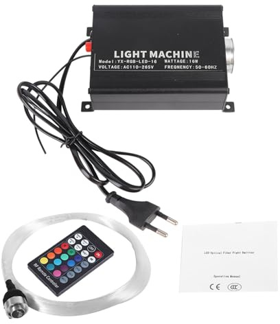 Einstellbare LED Sternenhimmel Decke mit Lichteffekten, Glasfaser Optik Beleuchtung Set mit Fernbedienung, RGBW Dimmer für Auto Wohnzimmer Kinderzimmer Party