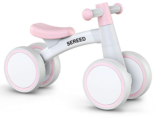 SEREED Bicicletta per bambini a partire da 1 anno, giocattolo per bambini da 12 a 24 mesi, prima bicicletta senza pedale con 4 ruote per ragazzi e ragazze, regalo di primo compleanno