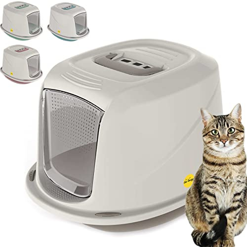 CatCentre Katzentoilette mit Kapuze, Jumbo-Toilettenbox, Pfanne, Klopf, Kohlefilter, Griff
