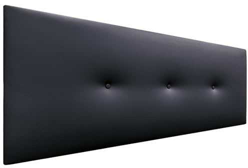 DHOME Kunstleder oder Acualine Stoff Kopfteil einfarbig mit Knöpfen gepolstert HIGH Range Luxus Bett Kopfteil Modernes Schlafzimmer Polsterung (Kuntsleder Schwarz, 135x50cm (Betten 120/135/140))