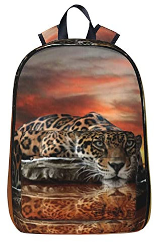 NYHGOXM Rucksack mit Leoparden-Trinkwasserdruck, wasserabweisend, Laptop-Rucksack, Schulanfang, Schule, ab zur Universität, Schwarz , One size