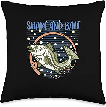 Shake and Bait Fishing Lakes Fisherman Lagoon Hunting Hobby Throw Pillow