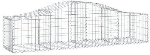 vidaXL 2x Paniers à Gabions Arqués Cages à Gabions Arquées Murs de Gabion Barrières de Jardin Terrasse Extérieur 200x50x40/60 cm Fer Galvanisé