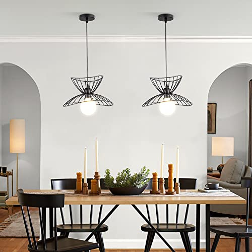 WOWEWA Retro Industrielle Pendelleuchte,E27 Vintage Pendelleuchte Metall Kronleuchter Hängelampe Schwarz Deckenleuchte Hängeleuchte Industrial für Küche Restaraunt Cafe Bar Flur Wohnzimmer,Ø30cm