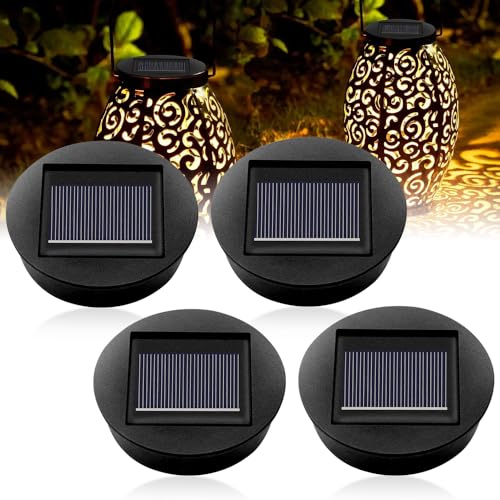 Riisoyu 4 Stück Solarleuchten Ersatz, IP65 LED Solarleuchten Ersatzteile 8cm Hocheffizienten Wasserdicht Ersatz Solarmodul für Gartenleuchten für Outdoor hängende Laternen Garten Terrasse Gehweg