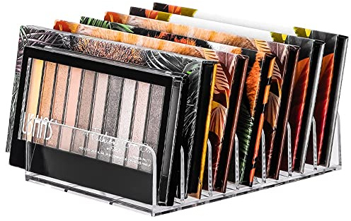 REQO Eyeshadow Makeup Palette Cosmetic Organizer，Waterproof Eye Shadow Organizer，Vertical Blush - 7- Sections Clear Organizer For Bathroom Countertops, Vanities, Cabinets,Contour Kits (Small)