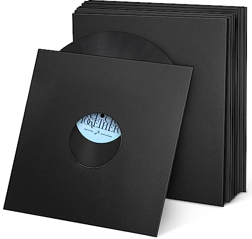 Facmogu 10PCS 12in Vinyl-Schallplatten Kraftpapierhüllen, Mattschwarz 350gsm Dicke Karton-Vinyl-Schallplattenhüllen, schützende äußere Vinylhüllen für 33 RPM, Archivierung Plattenhülle