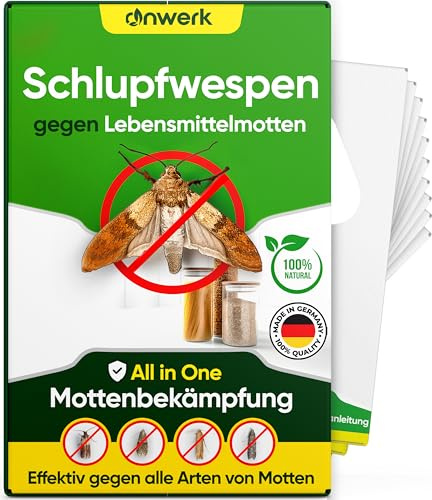 anwerk® Schlupfwespen gegen Lebensmittelmotten - 4 Karten (1 Karte à 4 Lieferungen) - Effektiv Lebensmittel Motten bekämpfen - Alternative zur Mottenfalle, Mottenspray, Pheromonfalle