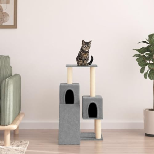 BaraSh Kratzbaum mit Sisal-Kratzsäulen Hellgrau 82 cm KuschelhöHle Katze Kratzbrett Ecke