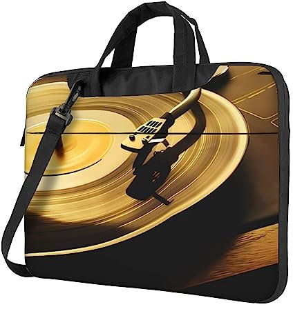 OrcoW Vinile Records Stampa Borsa Del Computer Portatile Borsa Messenger Bag Impermeabile Del Computer Portatile Valigetta Con Maniglia Per 13 14 15.6 Pollice, Nero , 15.6 inch