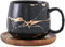 MAGICVOGEL Tasse à café en céramique avec soucoupe - 400 ml - Aspect marbre - Pour anniversaire, fête des mères, Saint-Valentin, mariage - Noir
