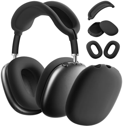 Ainiv Coque de Protection Compatible avec Airpods Max, Protège Les Ecouteurs Contre Les Rayures et Les Dommages, Coque de Protection en Silicone Souple Housse Accessoire pour AirPods Max Casque-Noir