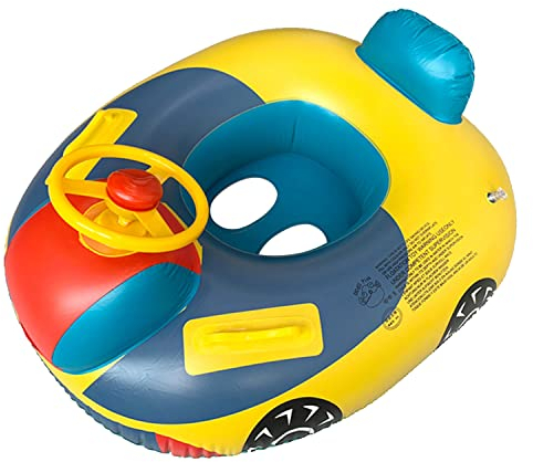 Newtic Simring, baby poolstol, bilboj, med ratthandtag, för barn från 1 till 5 år, vattenleksaker för stranden eller poolen