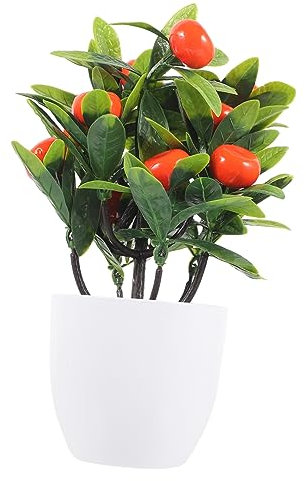 LIFKOME Künstlicher Bonsai Dekoration Realistischer Pottpflanze Für Büro Tisch Und Zuhause Kunstpflanze Mit Detailgetreuen Farben Orangen