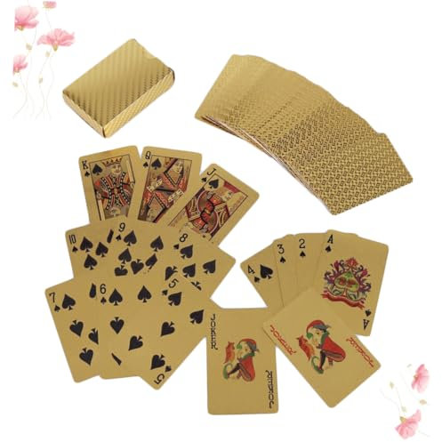 ibasenice Poker Spielkarten Satz Goldfolie Aus Langlebigem Kunststoff Für Zuhause Bar Büro Kartenspiele Unterhaltung