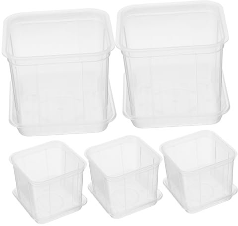 BESPORTBLE Pot à Orchidées en Plastique Trous de Drainage et Grosse Flexibilité pour Décoration de Balcon, Ensemble de 5 Godets de Plantation Carrés Élégants