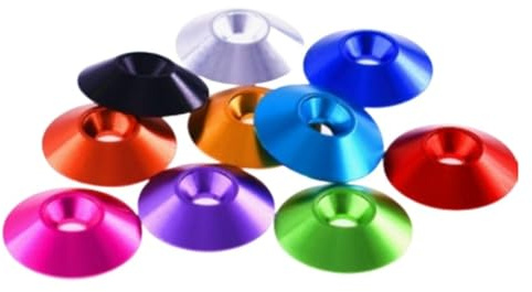 Rondelle fraisée, rondelle de coupelle en acier, 5-10 pièces M4 M5 M6 M8 en aluminium coloré fraisé parapluie vis à tête plate concave conique rondelle décorative (couleur : rouge, taille : M4 10 pièc