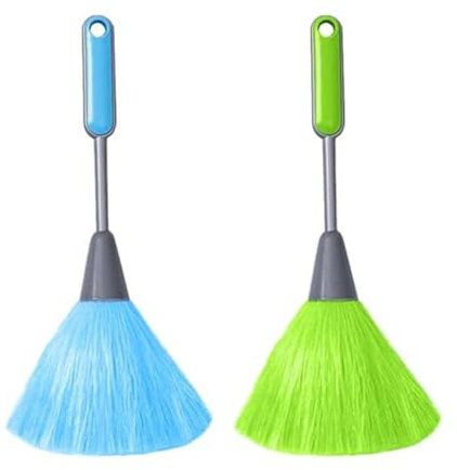 EYVRPAU Spolverino da cucina, 2 pezzi, morbido piumino da cucina, spazzola per tastiera per computer, spolverino in microfibra, spolverino per finestra, strumento per la polvere morbido (verde, blu)