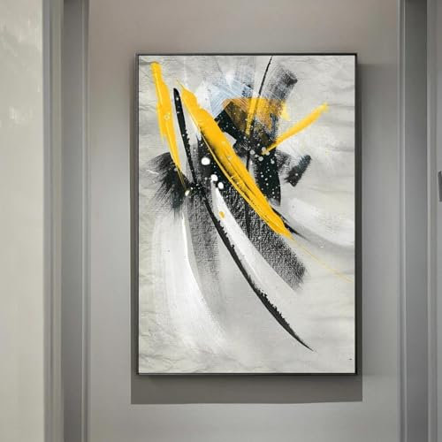 Abstrakte gelb-schwarze Ölgemälde, Druck auf Leinwand, Kunst, Poster und Drucke, moderne Graffiti-Kunst, Wandbilder, Wohnkultur, 70 x 100 cm, rahmenlos