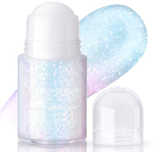 Noerrors Roll-on Body Glitter Gel Stick, Chunky Mermaid Sequins Sparkling for Body Face Hair, Holographic Glitter Makeup for Rave Accessories Singer Concert Cosmetics Festival #Sparkling Pink