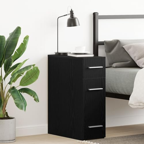 Gecheer Apotheker-Schrank in Schwarz Eiche 20x45,5x60 cm aus Holzwerkstoff, Apothekerschrank Nischenschrank Nischenregal Miniregal Schrankchen Küchenschrank Standschrank Schrank